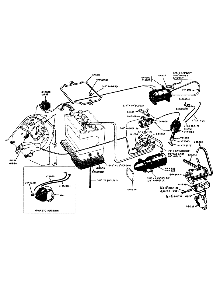 Схема запчастей Case IH 600B-SERIES - (028) - BATTERY, GENERATOR, STARTING MOTOR AND IGNITION, AUTO-LITE, MAGNETO TO IGNITION (04) - ELECTRICAL SYSTEMS