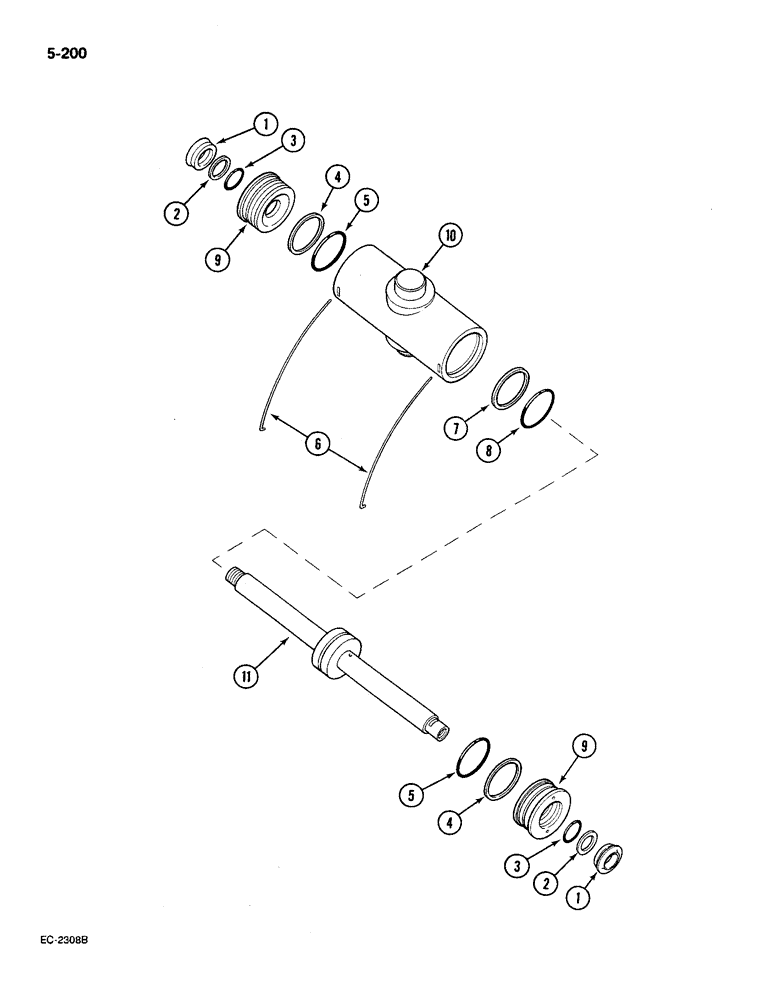 Схема запчастей Case IH 585 - (5-200) - STEERING CYLINDER, ADJUSTABLE FRONT AXLE (05) - STEERING