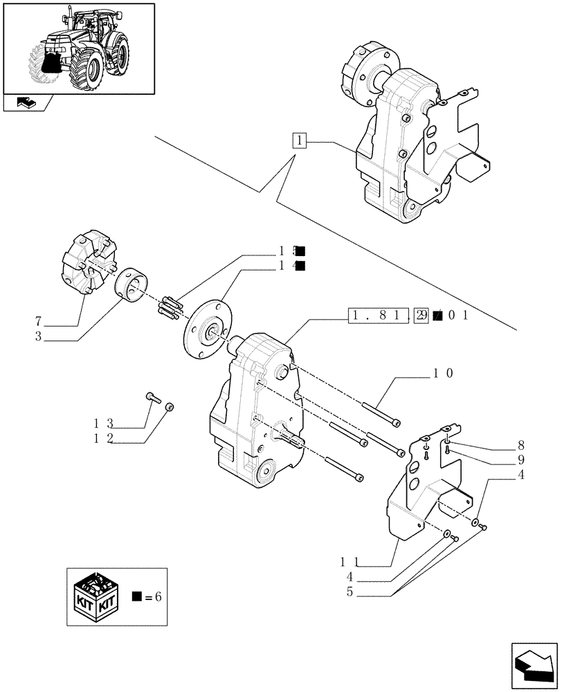 Схема запчастей Case IH PUMA 165 - (1.81.9/01E) - FRONT HPL PTO - BREAKDOWN (07) - HYDRAULIC SYSTEM