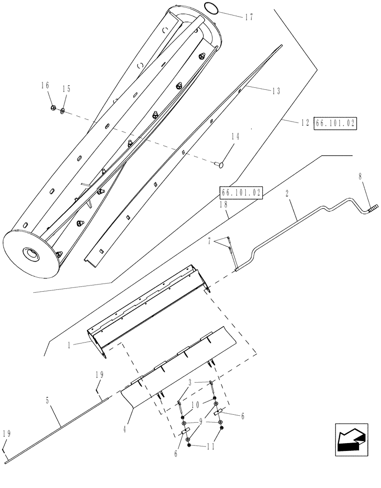 Схема запчастей Case IH 8120 - (60.101.11) - STONE TRAP AND ROLLER (60) - PRODUCT FEEDING