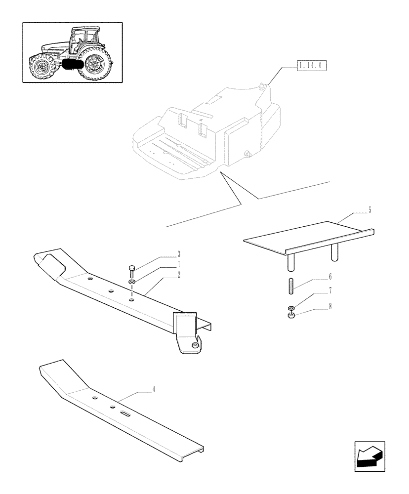 Схема запчастей Case IH MXM130 - (1.14.7[02]) - FUEL TANK SUPPORT (02) - ENGINE EQUIPMENT