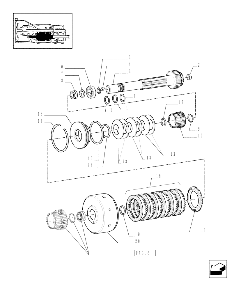 Схема запчастей Case IH MXM120 - (1.28.7/03[05]) - (VAR.281) FULL POWER-SHIFT TRANS. 18X6 (40 KPH-4WD) AND 17X6 (30 KPH) - CLUTCH ENGAGEMENT (03) - TRANSMISSION