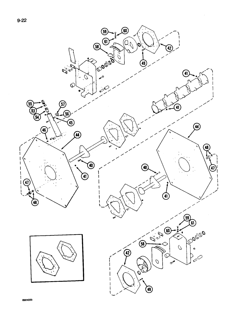 Схема запчастей Case IH 1010 - (9-022) - 6 BAT REEL, PLASTIC TINES, J.E. LOVE (58) - ATTACHMENTS/HEADERS