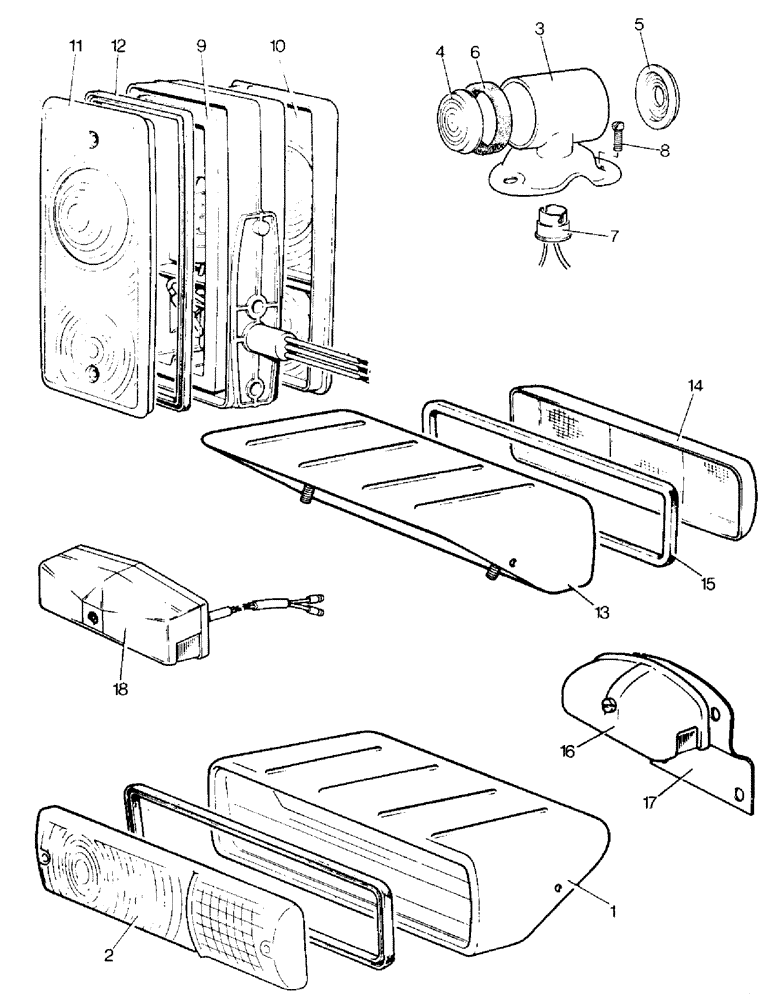 Схема запчастей Case IH 990 - (M05-1) - ELECTRICAL EQUIPMENT, SIDE LAMPS AND REAR LAMPS, 990, 995, 996, 990G, 995G, 996G, 990Q, 995Q, 996Q (06) - ELECTRICAL SYSTEMS