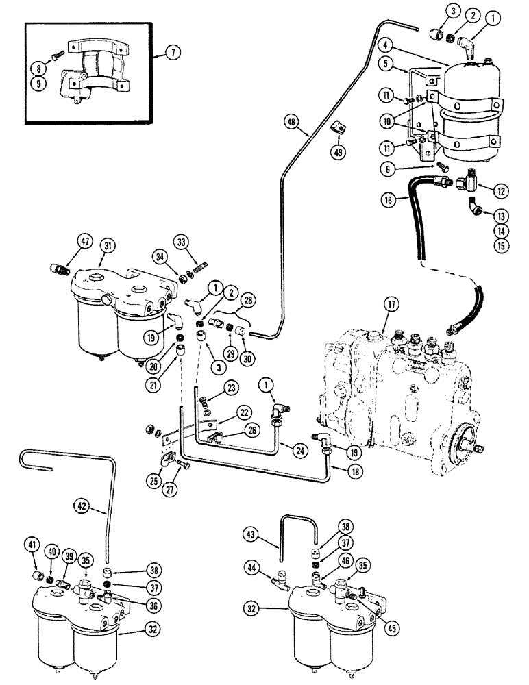 Схема запчастей Case IH 1010 - (394) - FUEL FILTER SYSTEM, 301 DIESEL ENGINE (10) - ENGINE