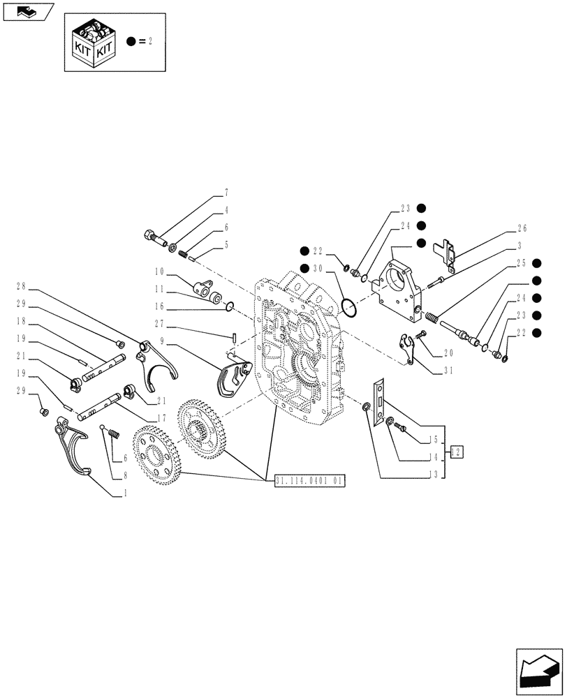 Схема запчастей Case IH PUMA 185 - (31.114.04[04]) - 4 SPEED ELECTRICALLY SHIFTABLE PTO 540/540E/1000/1000E - SHAFT AND GEARS (VAR.743349-743374 / 743611) (31) - IMPLEMENT POWER TAKE OFF