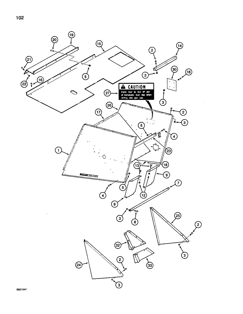 Схема запчастей Case IH 1660 - (102) - SEPARATOR SIDES (90) - PLATFORM, CAB, BODYWORK AND DECALS