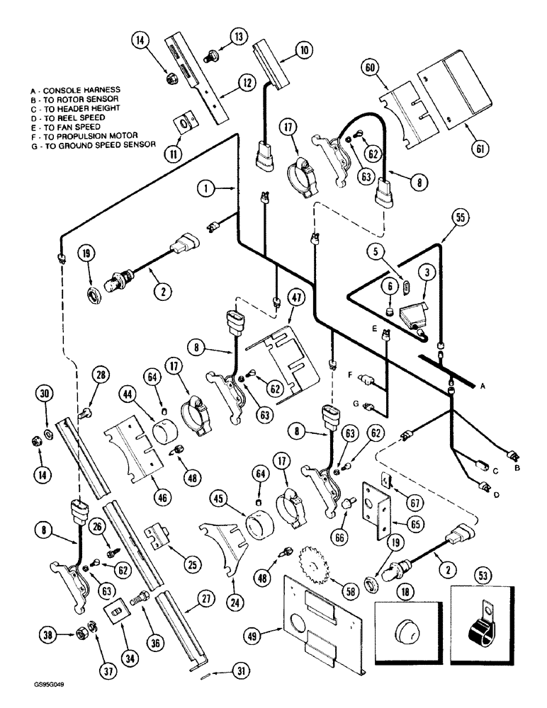 Схема запчастей Case IH 1670 - (4-48) - SHAFT SPEED MONITOR CONTROL, COMBINE WITHOUT STRAW CHOPPER (06) - ELECTRICAL