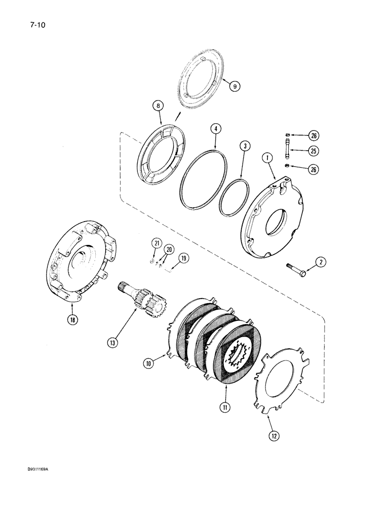 Схема запчастей Case IH 7140 - (7-010) - DIFFERENTIAL BRAKES (07) - BRAKES
