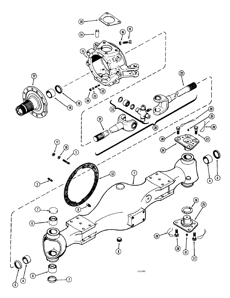 Схема запчастей Case IH 1470 - (102) - T38963 FRONT AXLE HOUSING AND KNUCKLE (06) - POWER TRAIN