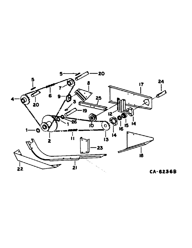 Схема запчастей Case IH 1480 - (26-16) - GRAIN TANK, GRAIN TANK UNLOADER, CHAIN DRIVE Grain Tank