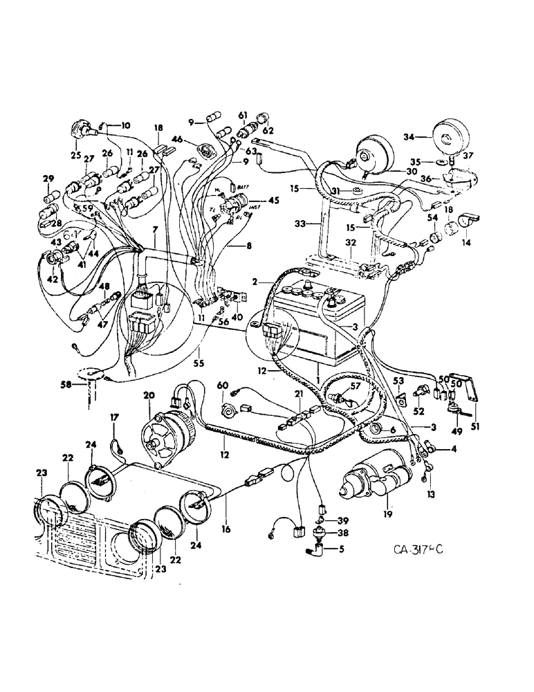 Схема запчастей Case IH HYDRO 70 - (08-02) - ELECTRICAL, ELECTRICAL WIRING, 666 AND 70 GASOLINE TRACTORS (06) - ELECTRICAL