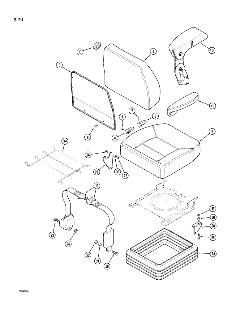 Схема запчастей Case IH 7150 - (9-070) - SEAT, AIR/OIL SUSPENSION (09) - CHASSIS/ATTACHMENTS