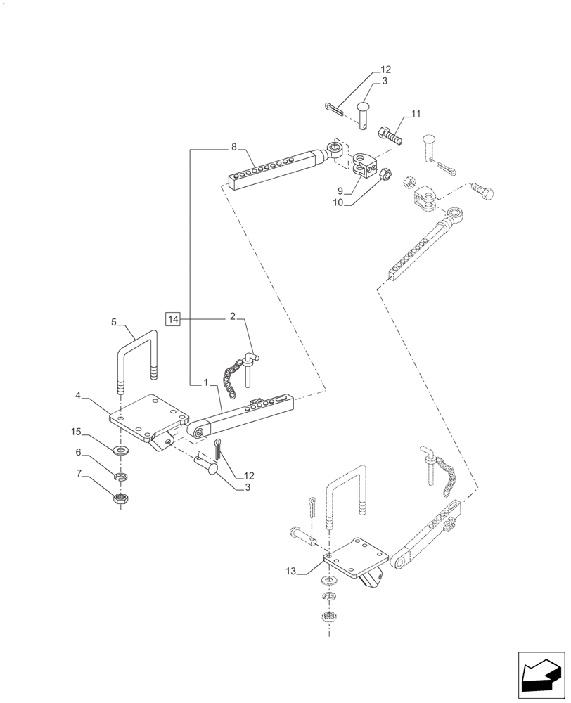 Схема запчастей Case IH FARMALL 110A - (37.120.AF[01]) - LOWER LINK - STABILIZER SECTION (37) - HITCHES, DRAWBARS & IMPLEMENT COUPLINGS
