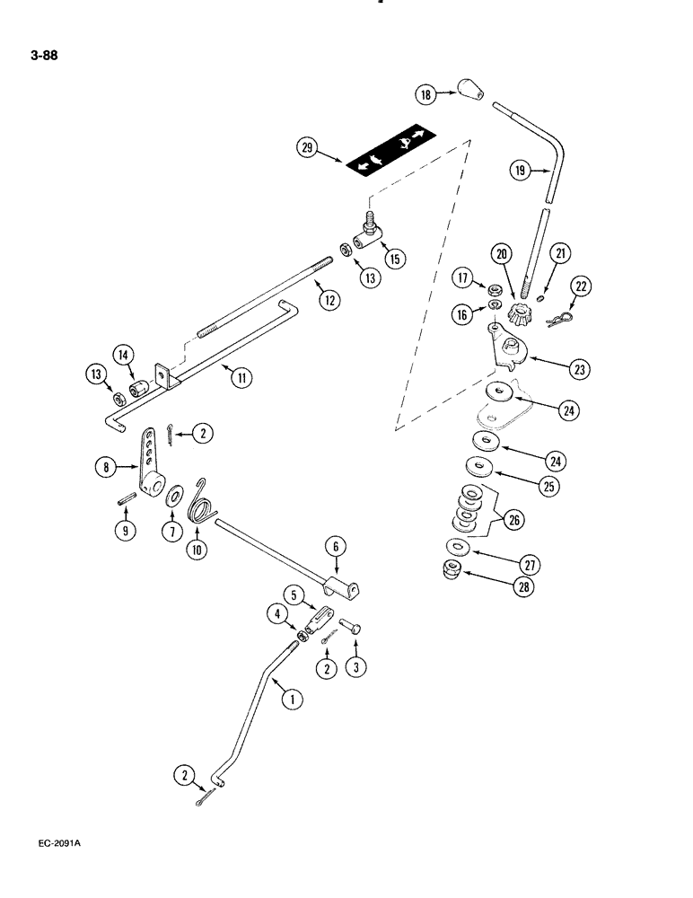 Схема запчастей Case IH 885 - (3-088) - GOVERNOR CONTROLS, WITHOUT CAB (03) - FUEL SYSTEM