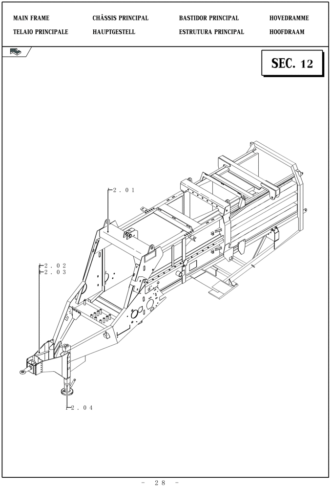 Схема запчастей Case IH LBX322S - (12.00[01]) - PICTORIAL OVERVIEW 1/1 - MAIN FRAME (12) - MAIN FRAME