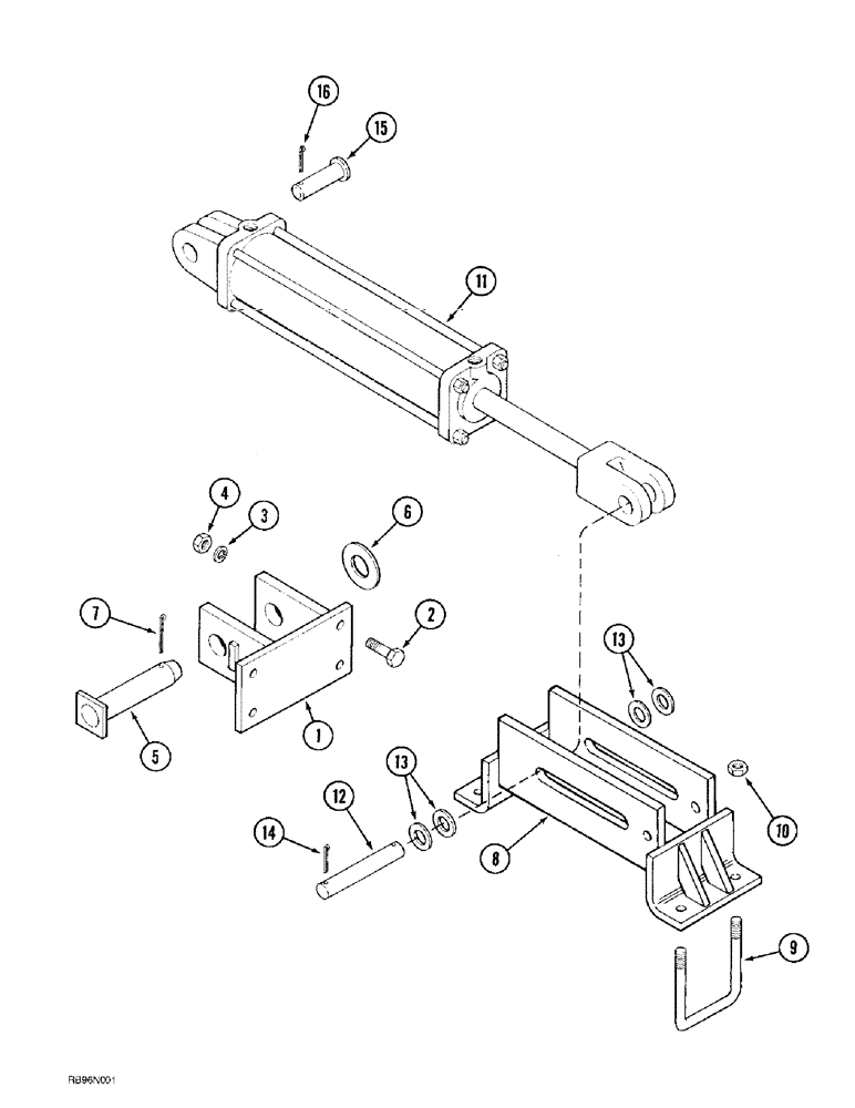 Схема запчастей Case IH 4300 - (9-046) - FRONT & REAR WING LIFT HINGES & CYLINDER MOUNTING, STANDARD TRANSPORT VERTICAL FOLD, 6 & 9 FT WING (09) - CHASSIS/ATTACHMENTS