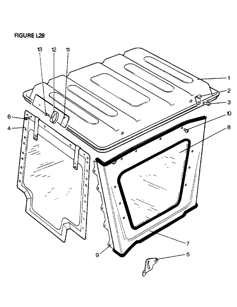 Схема запчастей Case IH 1412 - (L29-1) - CHASSIS, BONNET, FENDERS, SAFETY FRAME & CAB,ROOF&SIDE PANEL DB WEATHERFRAME, METAL CLAD, 1410, 1412 (12) - CHASSIS