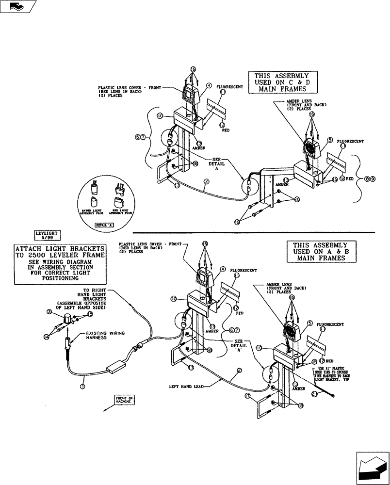 Схема запчастей Case IH 2500 ECOLO-TIL - (55.404.02) - WARNING AND TAILLIGHT KIT - DISC LEVELER (55) - ELECTRICAL SYSTEMS