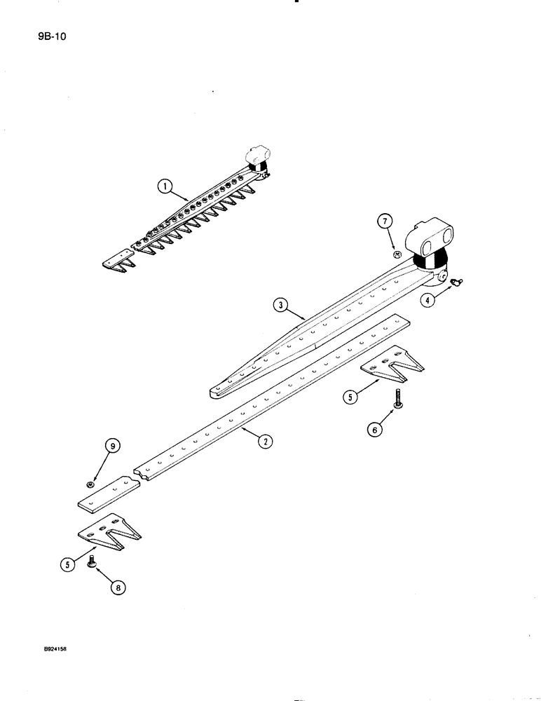 Схема запчастей Case IH 1020 - (9B-10) - KNIFE ASSEMBLY - BOLTED, 1-1/2 INCH, COLUMBUS AUTO (58) - ATTACHMENTS/HEADERS