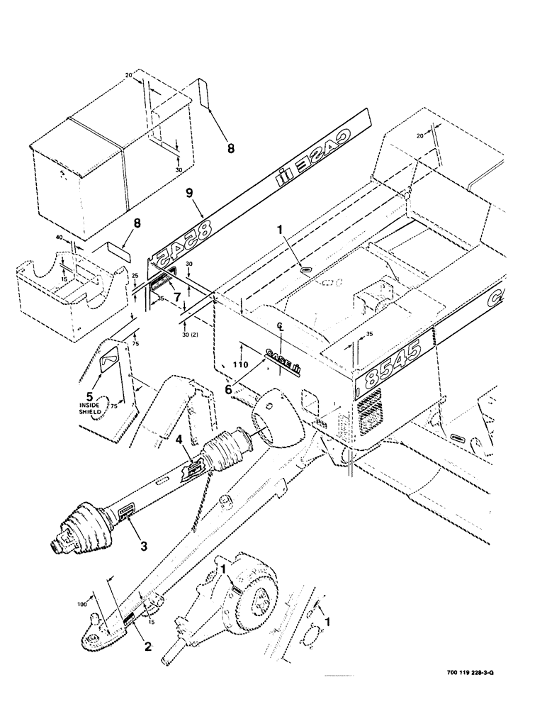 Схема запчастей Case IH 8545 - (9-06) - DECALS AND LOCATION DIAGRAM - FRONT AND RIGHT (S.N. CFH0044811 AND LATER) Decals & Attachments