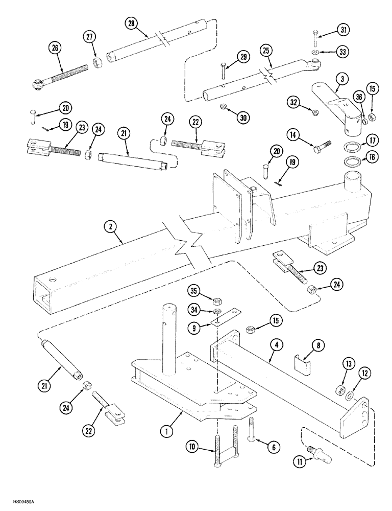 Схема запчастей Case IH 7500 - (09-04) - RIGID HITCH AND STEERING LINKAGE, IN THE FURROW PLOWS (09) - CHASSIS/ATTACHMENTS