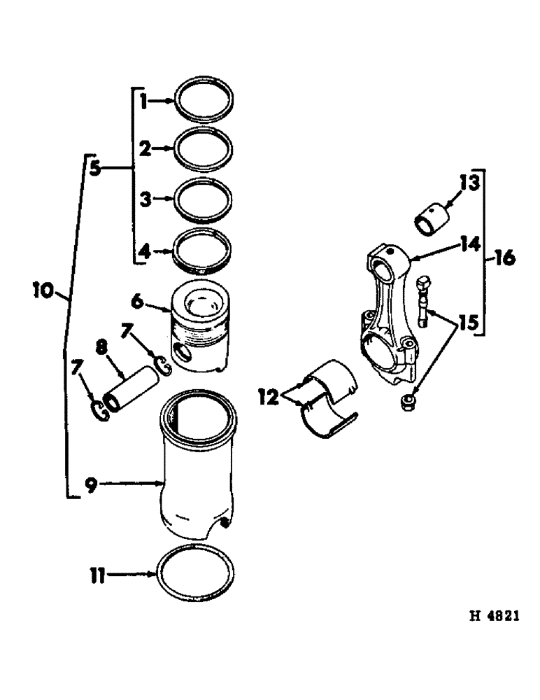 Схема запчастей Case IH 275 - (D-08) - D206 DIESEL ENGINE, CONNECTING RODS AND PISTONS, PRIOR TO ENGINE SERIAL NUMBER DF2D020070 (01) - ENGINE