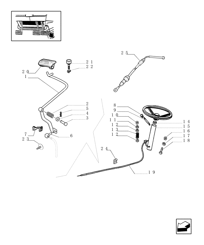 Схема запчастей Case IH JX90 - (1.10.0[01]) - ACCELERATOR CONTROL - PEDAL, LEVER AND BRACKET (02) - ENGINE EQUIPMENT