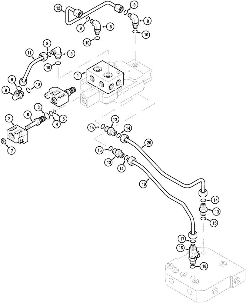 Схема запчастей Case IH MX80C - (08-16) - HYDRAULIC PIPING, 4TH BANK (08) - HYDRAULICS