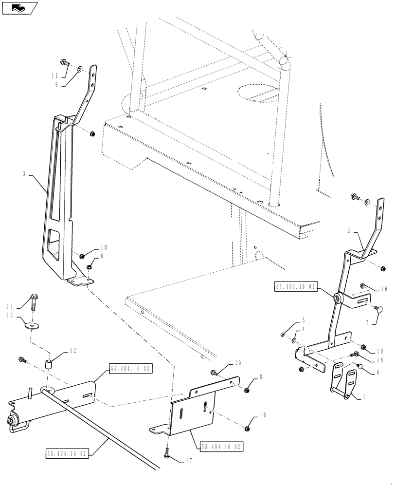 Схема запчастей Case IH 9230 - (55.404.16) - TRIM SUPPORT ASSY R.H (55) - ELECTRICAL SYSTEMS