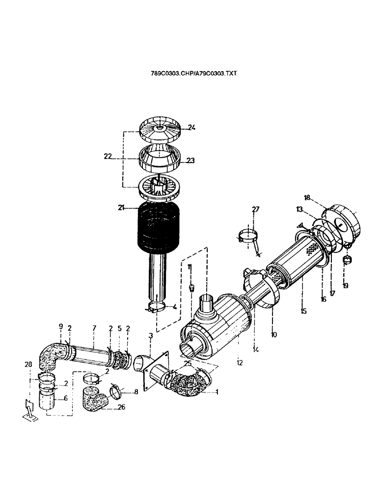 Схема запчастей Case IH 7000 - (C03-03) - ENGINE, AIR CLEANER Engine & Engine Attachments
