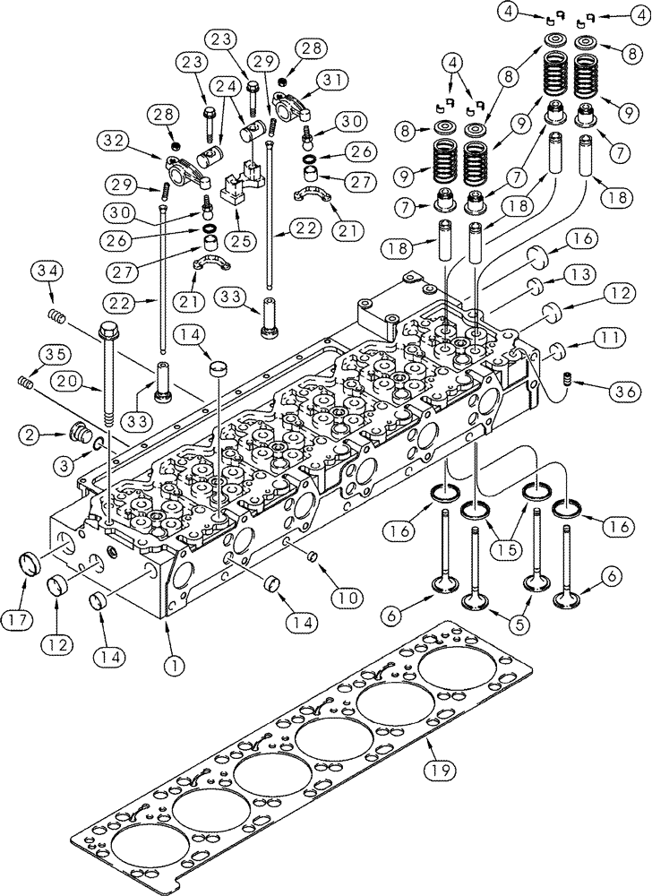 Схема запчастей Case IH CPX610 - (02-18) - CYLINDER HEAD VALVE MECHANISM (01) - ENGINE