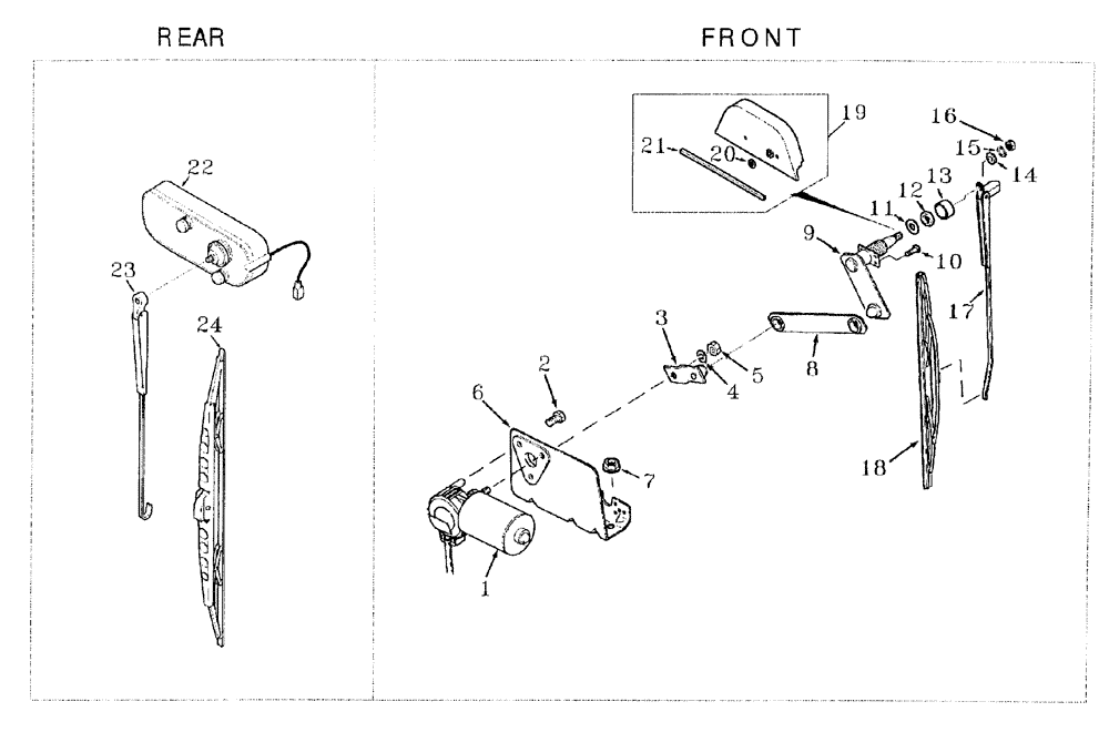 Схема запчастей Case IH AUSTOFT - (A03[11]) - WINDSCREEN WIPERS-FRONT & REAR Mainframe & Functioning Components