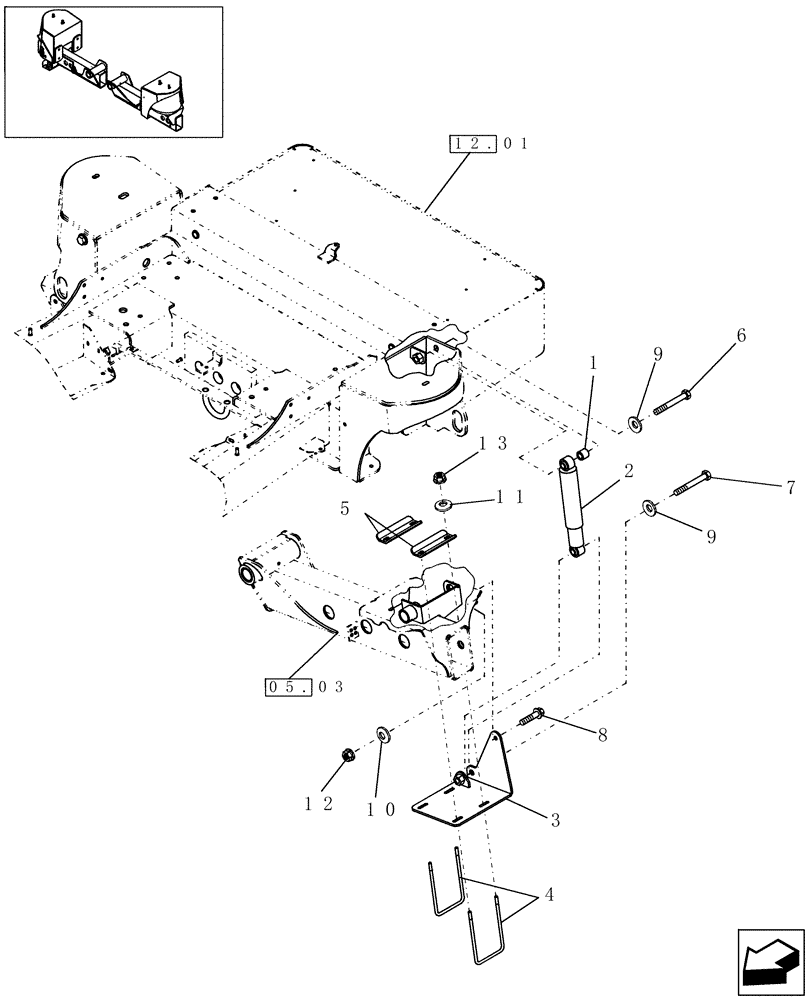 Схема запчастей Case IH WD2303 - (05.04) - REAR SUSPENSION DAMPER (05) - REAR AXLE