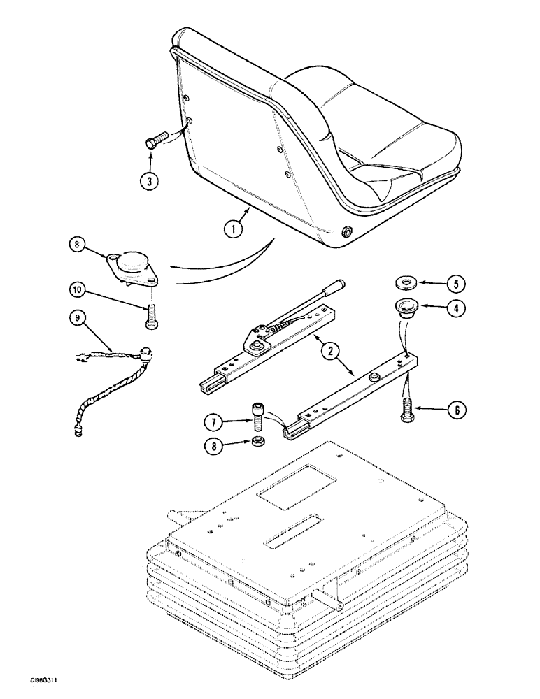 Схема запчастей Case IH 5150 - (9F-48) - SEAT - WITHOUT CAB (09) - CHASSIS/ATTACHMENTS