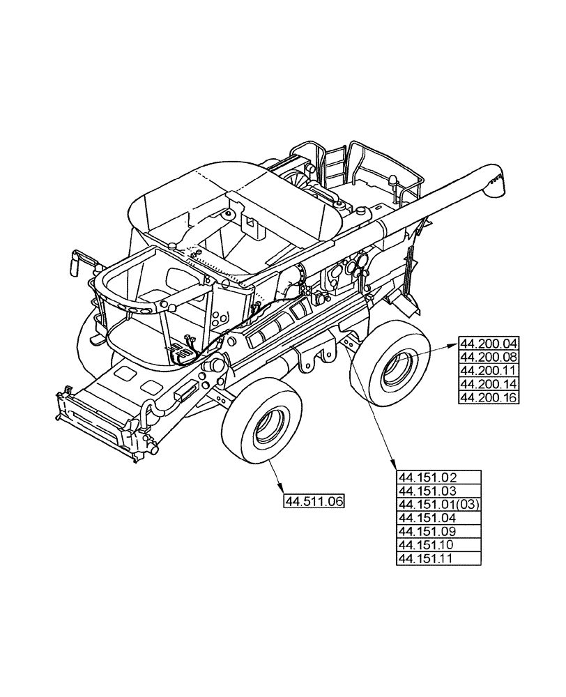 Схема запчастей Case IH 2577 - (44.000.00) - SECTION INDEX - AXLE AND WHEELS (44) - WHEELS