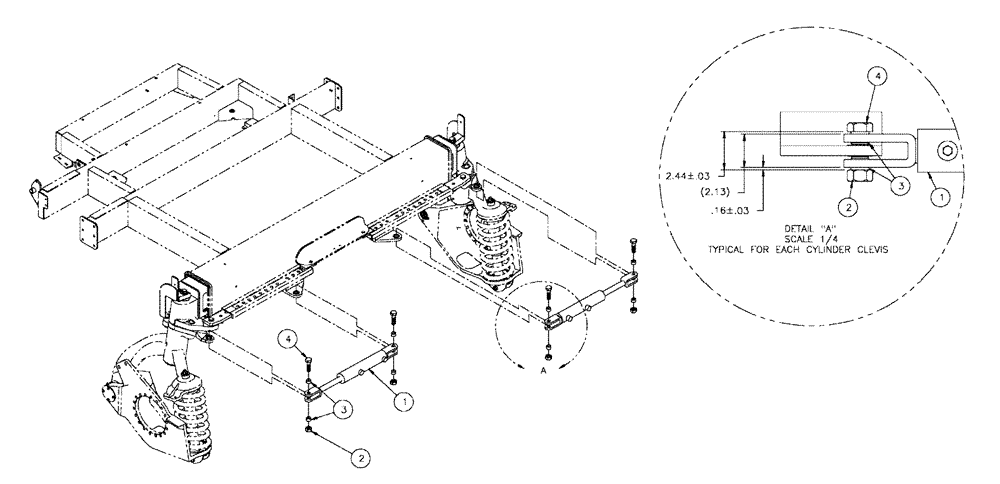 Схема запчастей Case IH SPX3200 - (04-005) - STEERING CYLINDER GROUP, 2WS Suspension & Frame