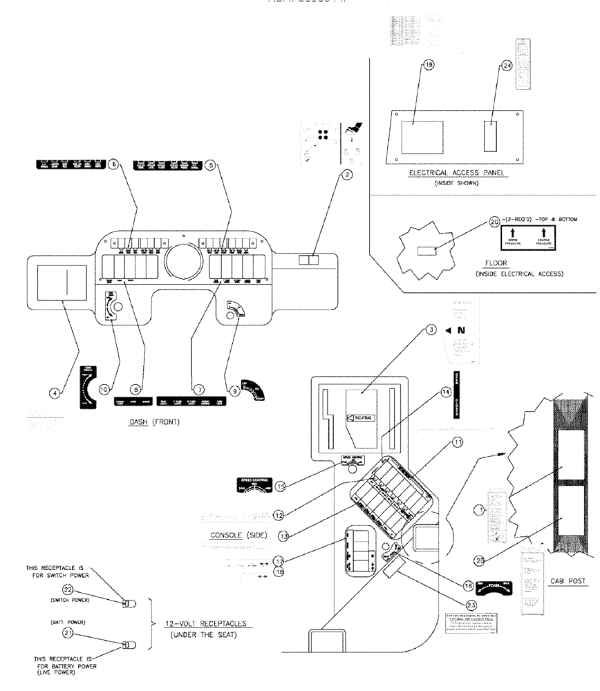 Схема запчастей Case IH SPX3200 - (10-001) - INTERIOR DECALS (13) - DECALS
