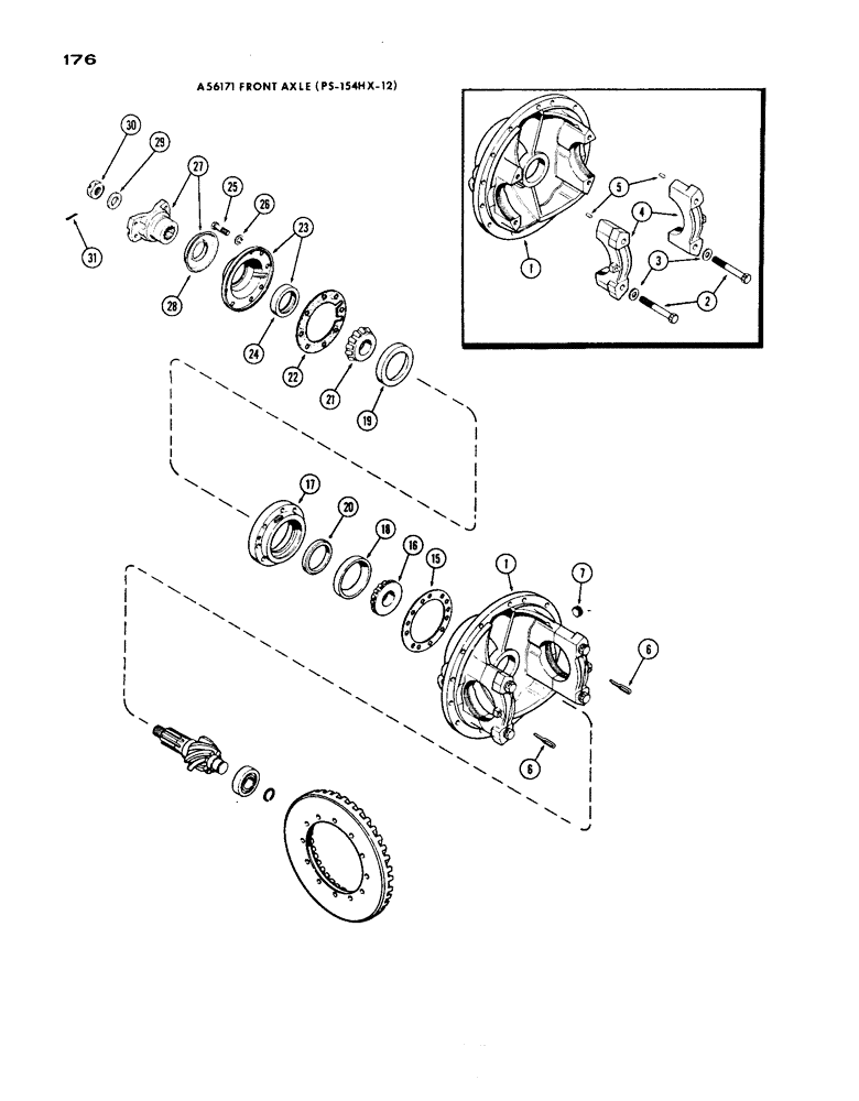 Схема запчастей Case IH 1200 - (176) - A56171 FRONT AXLE DIFFERENTIAL, 19.03 RATIO WITH CONSTANT VELOCITY JOINT (06) - POWER TRAIN