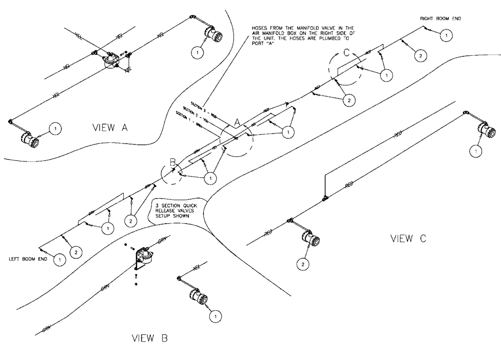 Схема запчастей Case IH FLX610 - (05-026) - NOZZLE STOP, 60/85 BOOM, 3 SECTION, 60" SPACING Liquid Plumbing