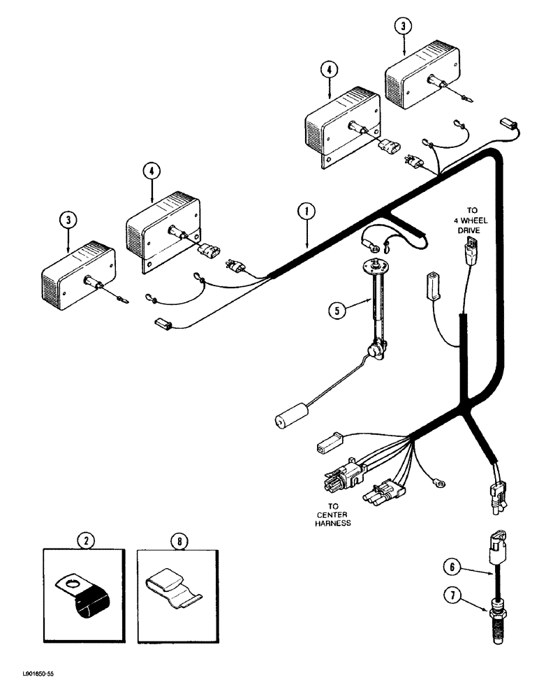 Схема запчастей Case IH 1670 - (4-28) - MAIN REAR HARNESS (06) - ELECTRICAL