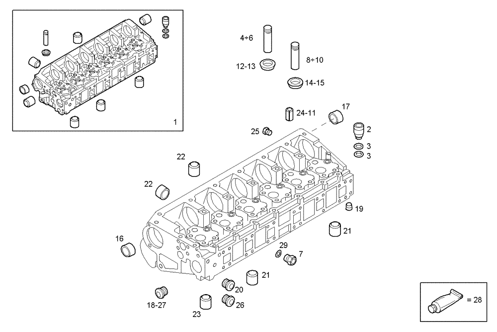 Схема запчастей Case IH F3AE0684G B004 - (0610.015) - CYLINDER HEAD 