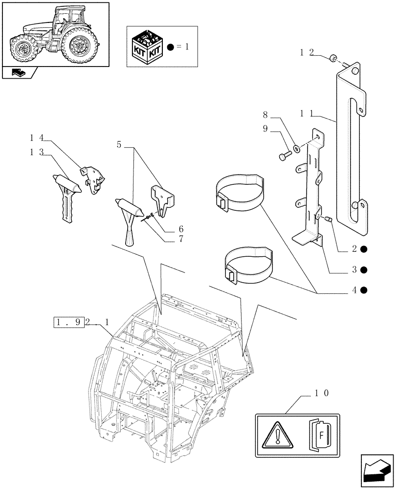 Схема запчастей Case IH FARMALL 85U - (1.90.7[01]) - FIRE EXTINGUISHER PREDISPOSITION AND EMERGENCY EXIT HAMMER - W/CAB - D6708 (10) - OPERATORS PLATFORM/CAB