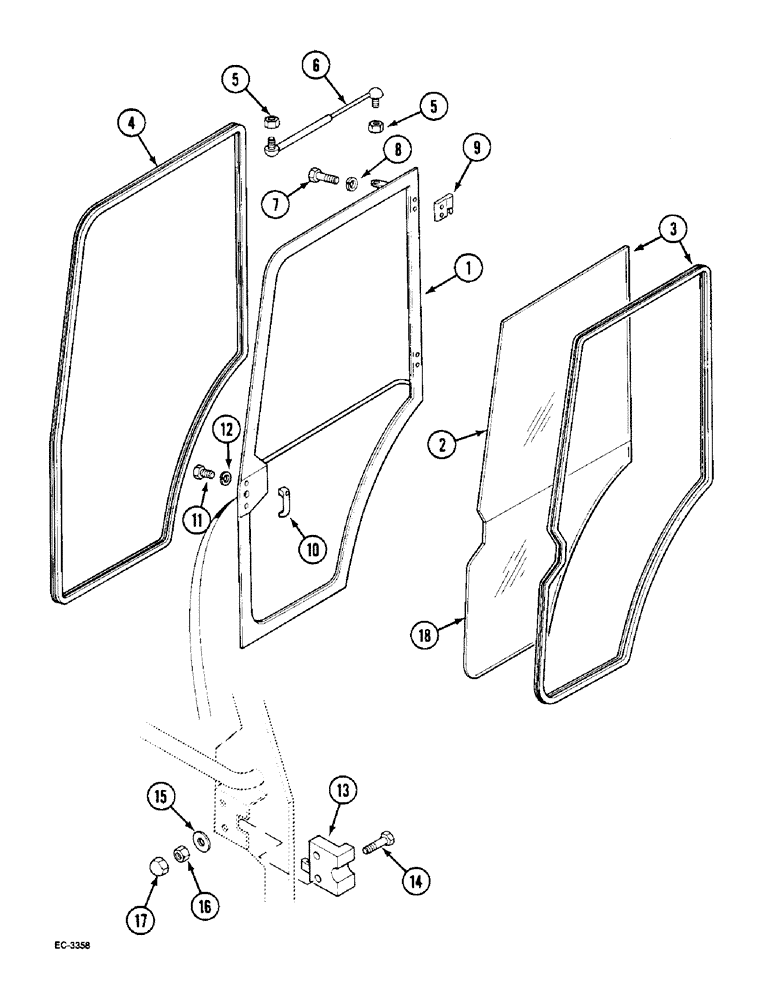 Схема запчастей Case IH 2140 - (9-052) - DOORS (09) - CHASSIS/ATTACHMENTS