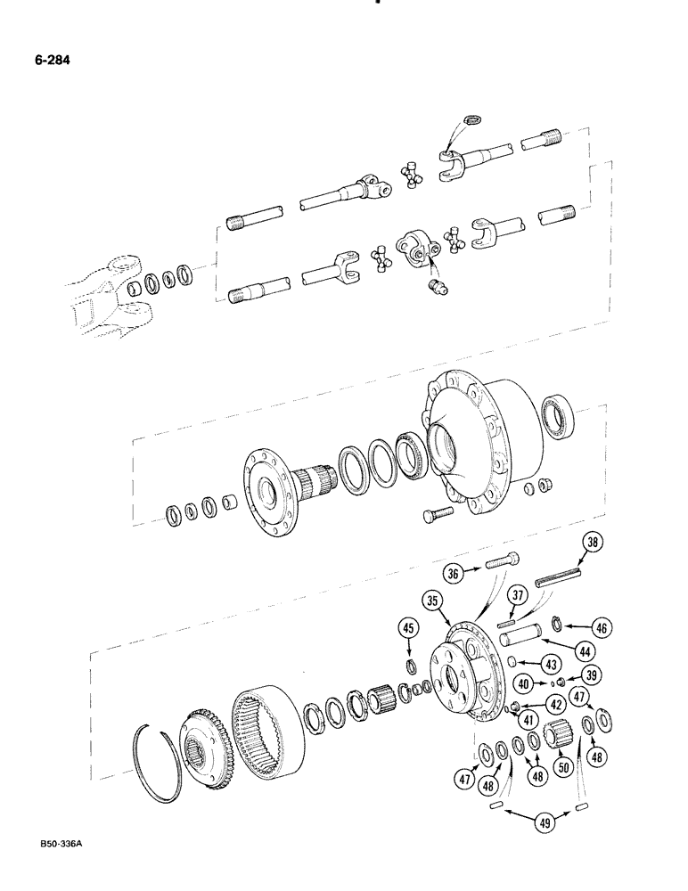 Схема запчастей Case IH 885 - (6-284) - WHEEL HUB AND DRIVE, FRONT, 4 WHEEL DRIVE PRIOR TO P.I.N. 18001 (CONTD) (06) - POWER TRAIN
