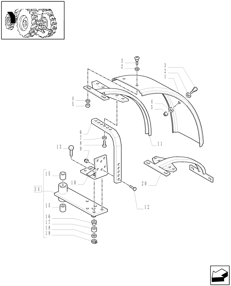 Схема запчастей Case IH MXM120 - (1.87.4/01[01]) - (VAR.497/1-511/1) DYNAMIC FRONT FENDERS (4WD) FOR SUPERSTEER OR SUSP. FRONT AXLE (08) - SHEET METAL