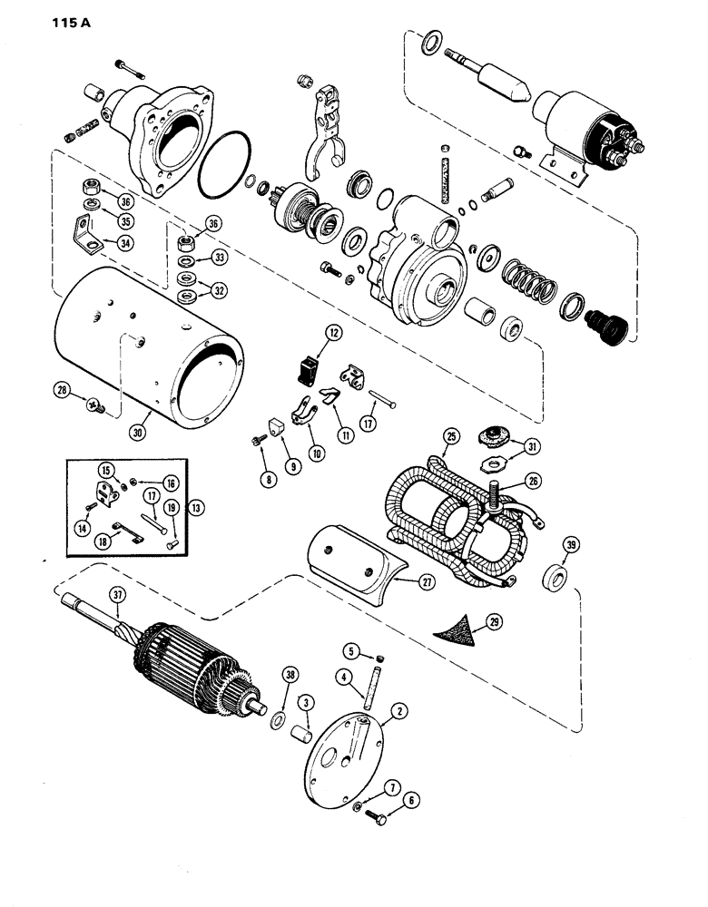 Схема запчастей Case IH 770 - (115A) - A64906 STARTER, 267B DIESEL ENGINE, 1ST USED TRACTOR S/N. 8696850 (CONT) (04) - ELECTRICAL SYSTEMS