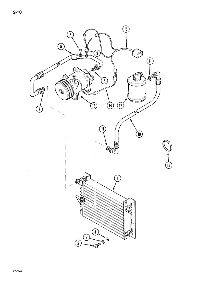 Схема запчастей Case IH 895 - (2-10) - AIR CONDITIONING, CONDENSER AND CONNECTIONS (02) - ENGINE