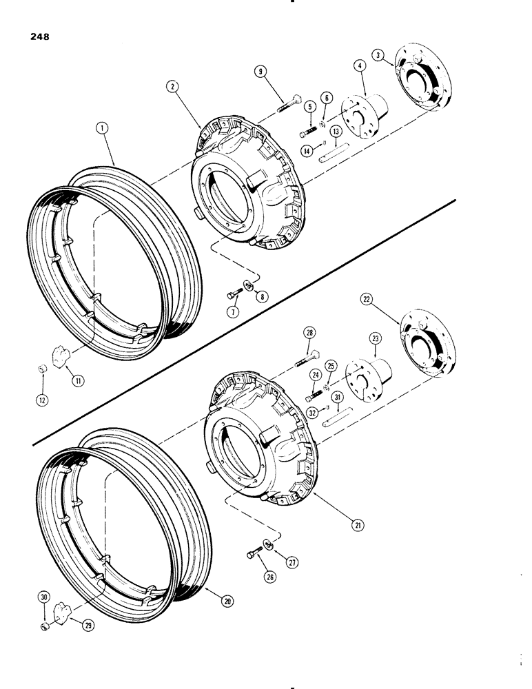 Схема запчастей Case IH 1270 - (248) - DUAL REAR WHEELS WITH 42 INCH RIMS, WITH 3-1/2 INCH DIAMETER AXLE SHAFT (06) - POWER TRAIN