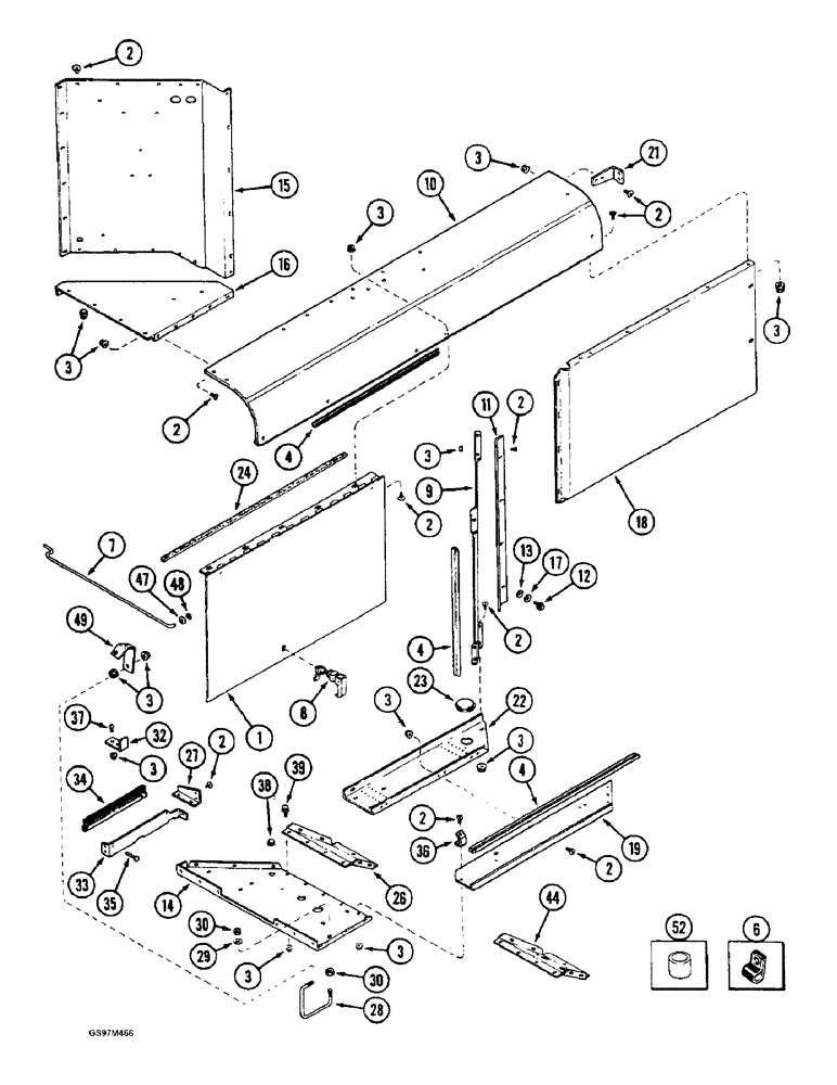 Схема запчастей Case IH 1660 - (2-12) - ROTARY AIR SCREEN CHUTE, P.I.N. JJC0102713 AND AFTER (01) - ENGINE